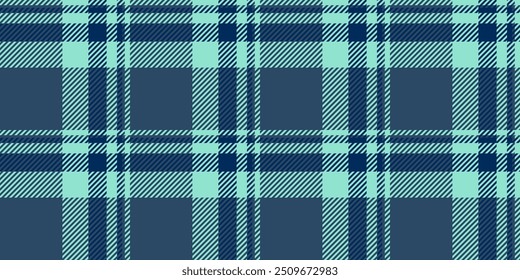 Grungy plaid seamless vector, self pattern textile texture. Floor tartan background check fabric in cyan and teal colors palette.