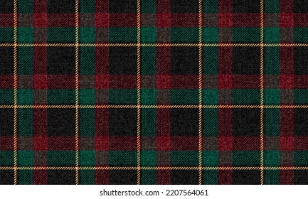 textura de tela oscura de tela oscura raspada y gruesa de lana masculina clásica, rayas amarillas rojas de color verde sobre negro de color gingham sin soldadura para manteles de manteles de plástico camisas vestidos de ropa escocesa ropa de cama de tela