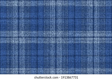 grungy ragged old fabric texture of traditional checkered gingham repeatable ornament, dark and pale blue stripes for plaid, tablecloths, shirts, clothes, dresses