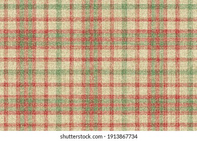 textura de tela vieja y gruesa de rayas tradicionales de color verde claro y rojo en color beige a cuadros gingham sin soldadura, para manteles, camisas, ropa, vestidos, tartán