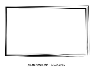 Grungy rectangular frame, border, plaque outline