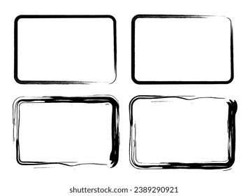 Grungy rectangular frame, brush rectangles vector illustration.