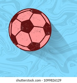 Grungy of Red Soccer Ball on Blue Marble Texture Background, Vector Illustration EPS 10