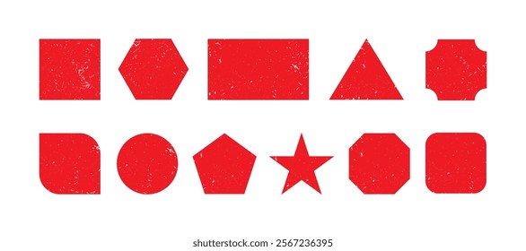 grungy red stamp shape material, vector frame set collection