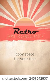 Grungy retro background with abstract sun for your vintage design - vector illustration