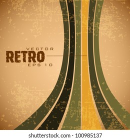 Grungy retro background in brown, yellow and green color and copy space for your text. EPS 10. Vector illustration.