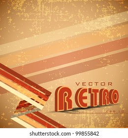 Grungy retro background in light brown color and stripes on the corner.Eps 10. Vector illustration.