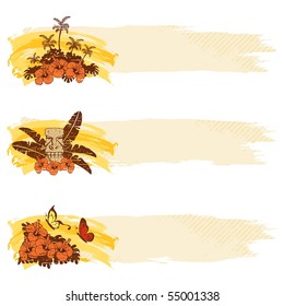 Grungy retro hawaiian banners in warm tones (eps10); jpg version also available