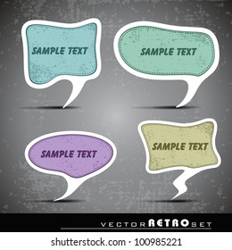 Grungy retro label or sticker set on grey background and copy space, can be use as tag, icon, label or sticker. EPS 10, vector illustration.