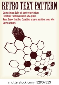 Grungy retro text background with hexagons