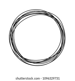 Grungy round scribble circle hand drawn with thin line, divider shape. Vector illustration