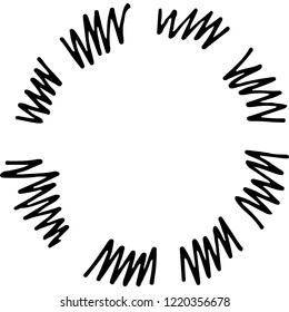 grungy round scribble hand drawn vector circle, can used as frame, chaotic tangled stripes