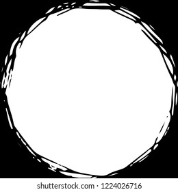 grungy round scribble hand drawn vector circle, can used as frame, chaotic tangled stripes