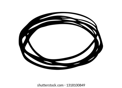 Grungy round scribble oval hand drawn with thin line, divider shape. Vector illustration