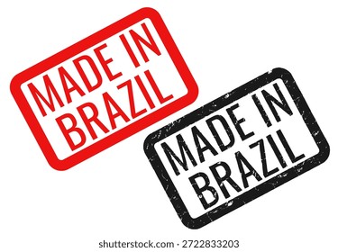 Vector de sello de goma Grungy con la frase MADE IN BRAZIL, aislado en blanco, apto para la marca, embalaje, elaboración y etiquetado comercial.
