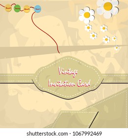 Grungy Scrapbook layout with vintage button, ribbons, and stamp embellishments with a love theme.