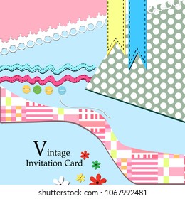 Grungy Scrapbook layout with vintage button, ribbons, and stamp embellishments with a love theme.