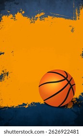 Grungy scratchy dynamic basketball background with ball and plenty of space for your text - vector illustration