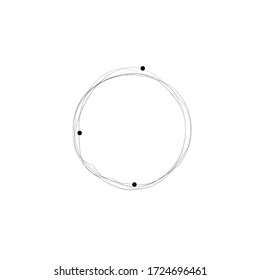 Grungy scribble circles. Circular outline vector image. Rings outline. Black doodle circles. Vector round curves. Logo element template. Editable geometric element isolated on white.