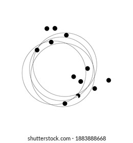 Grungy scribble circles. Circular outline vector image. Rings outline. Black doodle circles. Vector round curves. Logo element template. Editable geometric element isolated on white.