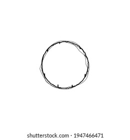 Grungy scribble circles. Circular outline vector image. Black circular outline template. Hand drawn doodle circles. Scribble round curves. Logo element template. Editable geometric element
