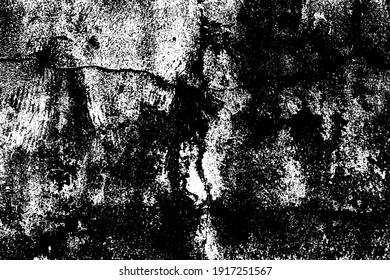 Grungy slice stone facade of worn wall. Uneven aged splitting plastering of shabby cement ground slab. Broken rustic chipped bumpy grunge loft, vintage rough coating dirty block for 3D retro design