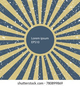 Grungy square shape with center point and ray around vector background template/