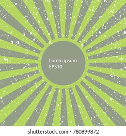 Grungy square shape with center point and ray around vector background template/