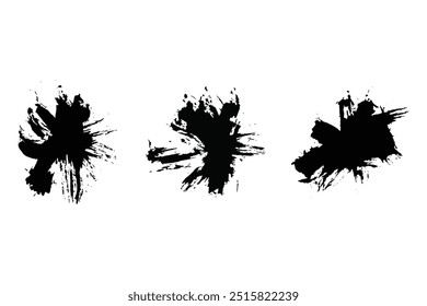 Conjunto de trazos de pincel de forma de marca de estrella grungy, Pintura de pinceladas de salpicadura, Pincel de pintura efecto de forma de estrella grungy 