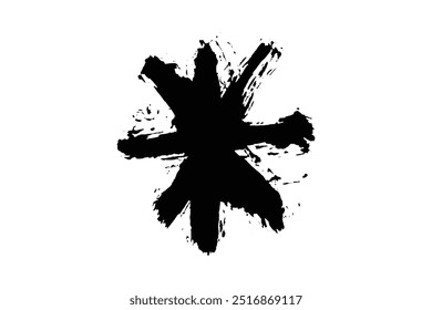 Conjunto de trazos de pincel de forma de marca de estrella grungy, Pintura de pinceladas de salpicadura, Pincel de pintura efecto de forma de estrella grungy 