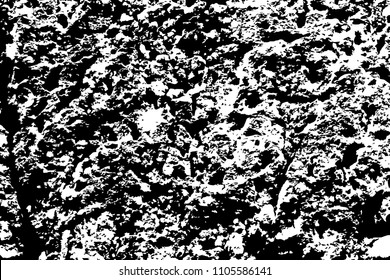 Grungy stone obsolete vector texture. Black and white noise for obsolete effect. Porous stone grunge overlay. Volcanic stone relief. Aged and worn texture. Monochrome grit layer. Rough stone surface