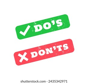 grungy style do and donts check mark sign design vector