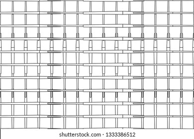grungy style grid rectangles square pattern with hand draw effect vector background black isolated on white