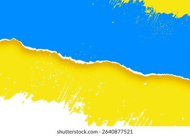 grungy style torn paper sheet background with ink splatter effect vector