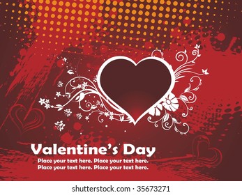 grungy texture background with decorated maroon heart