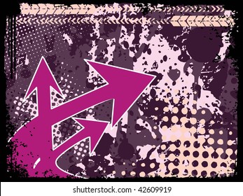 grungy texture background with purple arrowhead