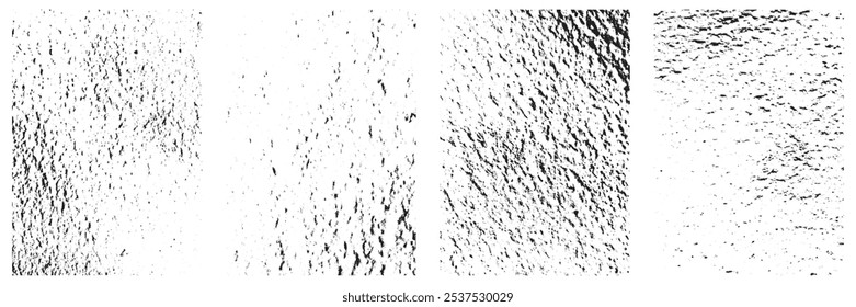 Grungy Texture Backgrounds set. Vector illustration Grunge overlay textures with dust grain isolated on white background.