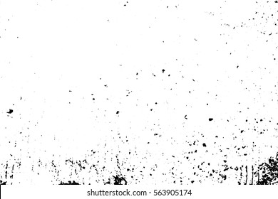 Grungy texture monochrome vector overlay. Distressed surface of concrete wall. Obsolete texture for vintage effect. Shabby chic design. Abstract worn texture. Weathered stone texture. Black stains