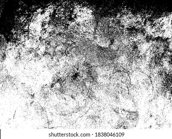 Grungy texture vector trace on transparent background. Black ink stain for vintage overlay. Weathered concrete surface for aged effect. Grungy wall textured backdrop. Distressed vector texture 