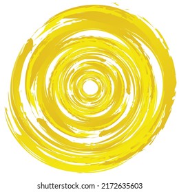 Grungy, textured circle element. Circular splatter shape