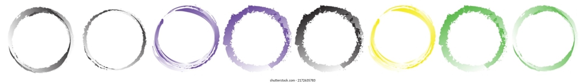 Grungy, textured circle element. Circular splatter shape