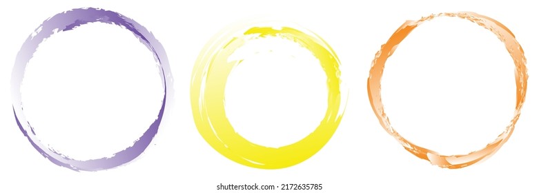 Grungy, textured circle element. Circular splatter shape