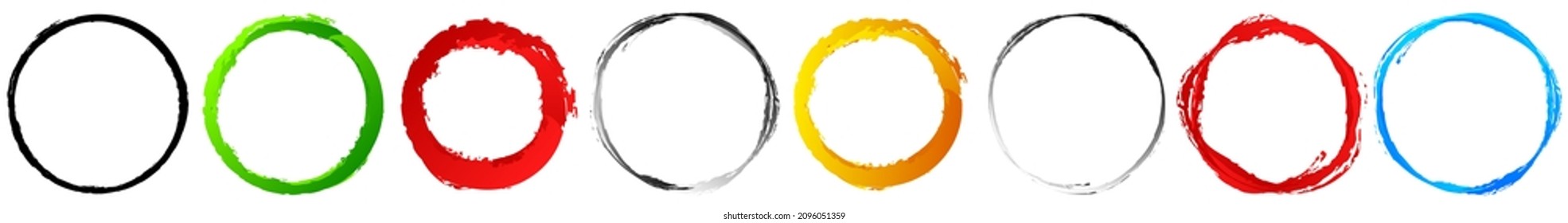 Grungy textured circle element, shape. Circular grunge shape. Paint, ink stain