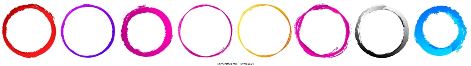 Grungy textured circle element, shape. Circular grunge shape. Paint, ink stain