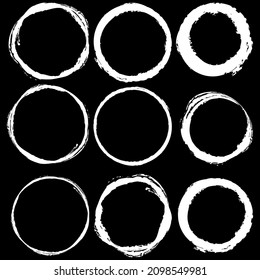 Grungy textured circle element, shape. Circular grunge shape