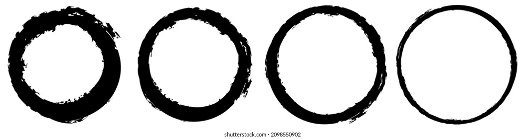 Grungy textured circle element, shape. Circular grunge shape. Paint, ink stain