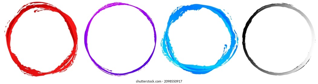 Grungy textured circle element, shape. Circular grunge shape. Paint, ink stain
