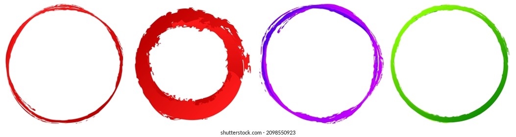 Grungy textured circle element, shape. Circular grunge shape. Paint, ink stain