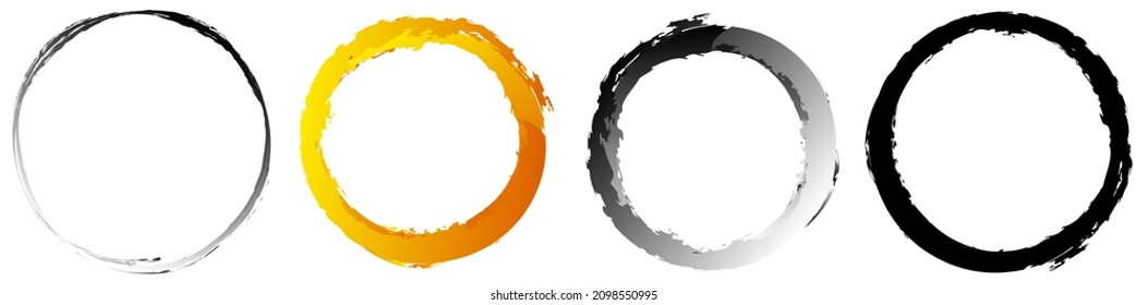 Grungy textured circle element, shape. Circular grunge shape. Paint, ink stain