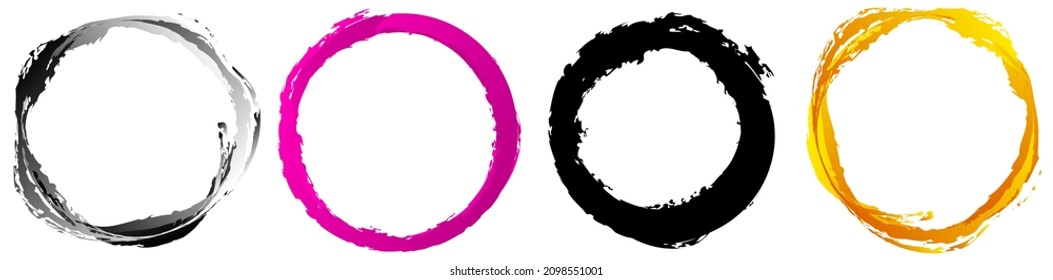 Grungy textured circle element, shape. Circular grunge shape. Paint, ink stain